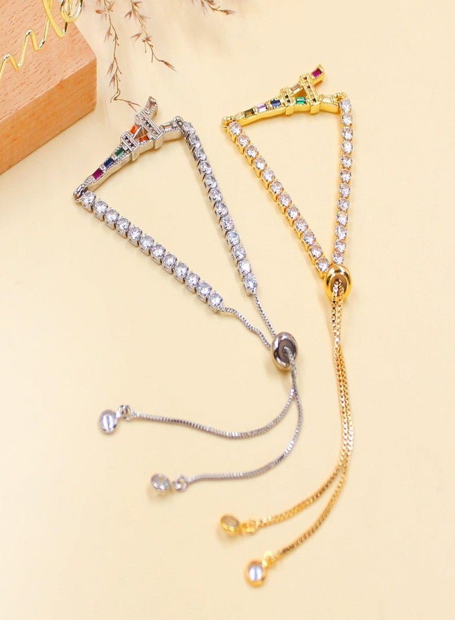Tobestu Platinum Plated Eiffel Tower Charm Bracelet with Delicate CZ Accents - Adjustable Bolo Style Inspired by Parisian Romance YA5691 - Image 5